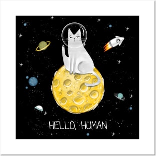 Cats in space. Cute typographi print with cats astronaut. Posters and Art